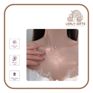 Vòng cổ Mặt Trăng Sao Hai Lớp Bạc